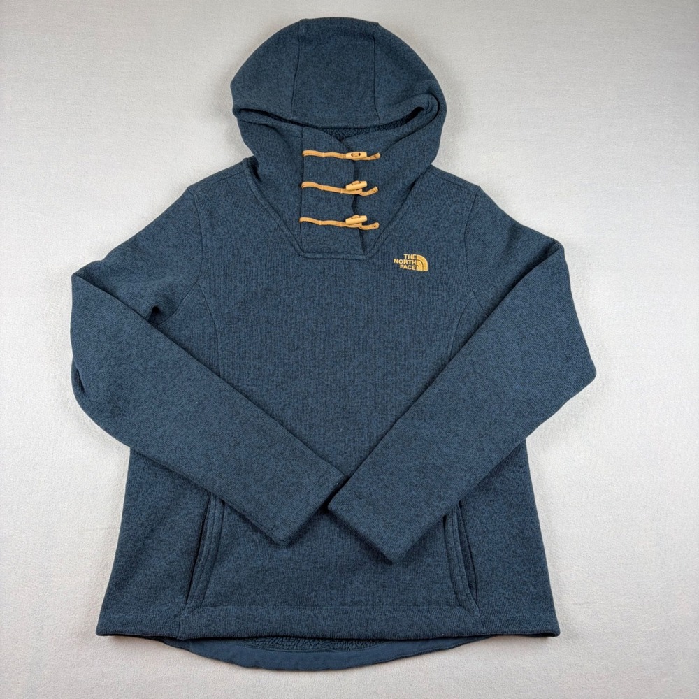 The North Face Crescent Toggle Hoodie Sweatshirt Blue Fleece Womens Large